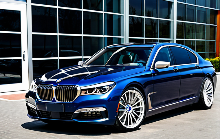 BMW 7시리즈의 고급 옵션 트림 분석 - Exterior Customization**

"A BMW 7 Series, fully clothed, showcasing customizable exterior options. ...
