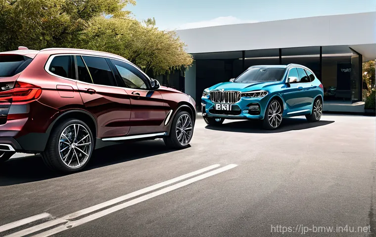 BMW X3와 볼보 XC60 유지비 비교 - **Dream SUV Acquisition:** A sleek, modern car dealership showroom bathed in soft, inviting light. A...