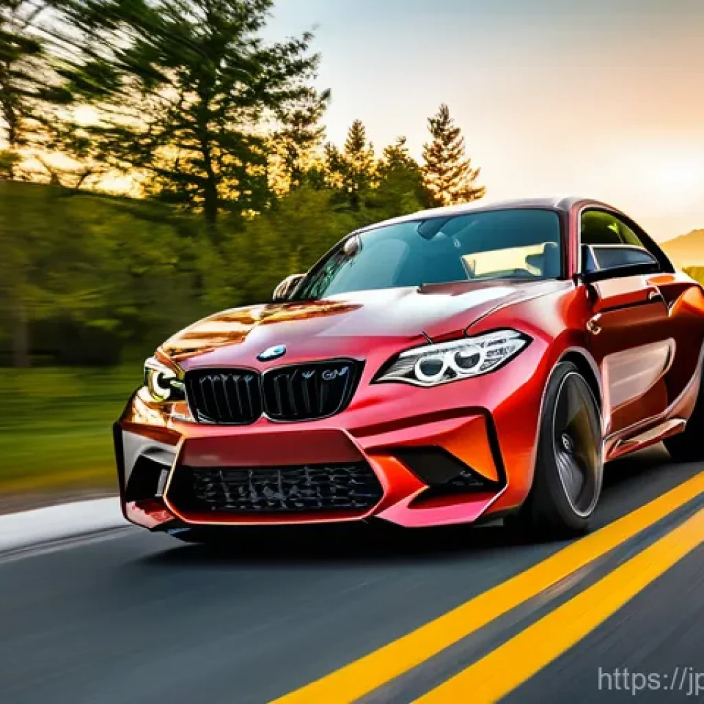 BMW M2 쿠페와 M3 세단 비교 - A powerful and dynamic shot of a BMW M2 Coupe (G87) in a vibrant Toronto Red, expertly navigating a ...