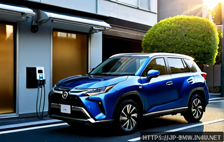 BMW X3 하이브리드 모델 출시 소식 - Photorealistic premium compact luxury hybrid SUV with no visible badges or logos, parked three-quart...